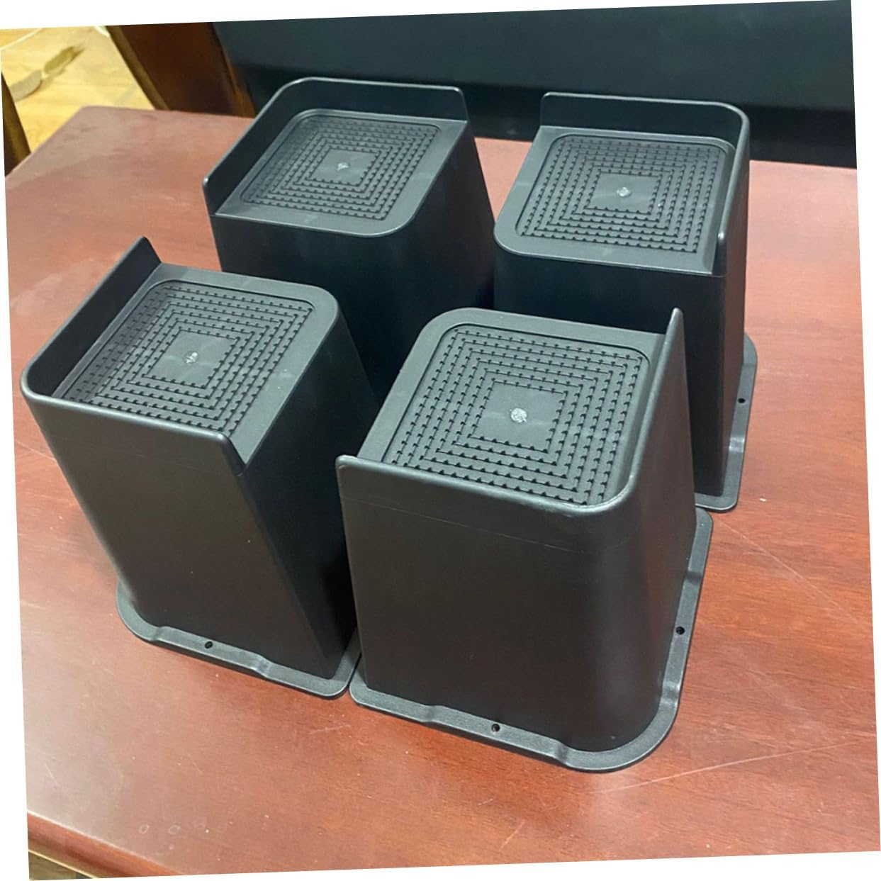4pcs Bed Frame Risers Heavy Duty Elevation for Sofa Couch Chair and Table Non-Slip Design Height Material Black for Home and Office Use