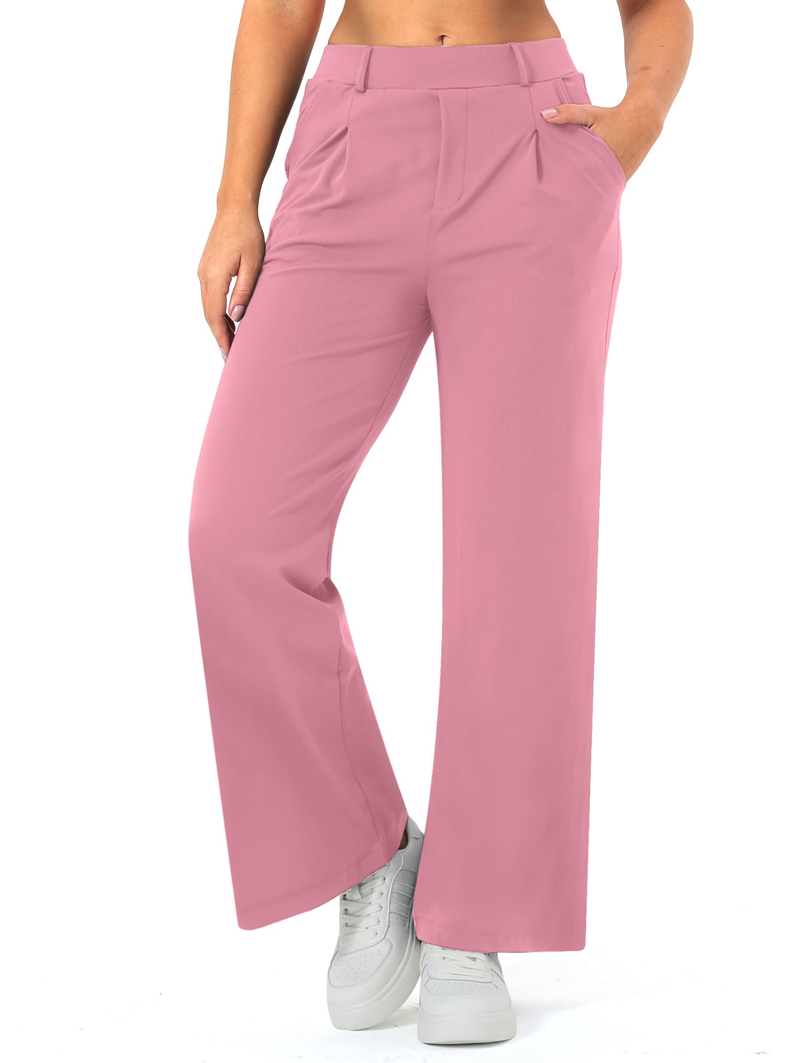 Wide Leg Work Pants for Woman Stretchy Office Slack Dress Pants Business Trousers with Pockets