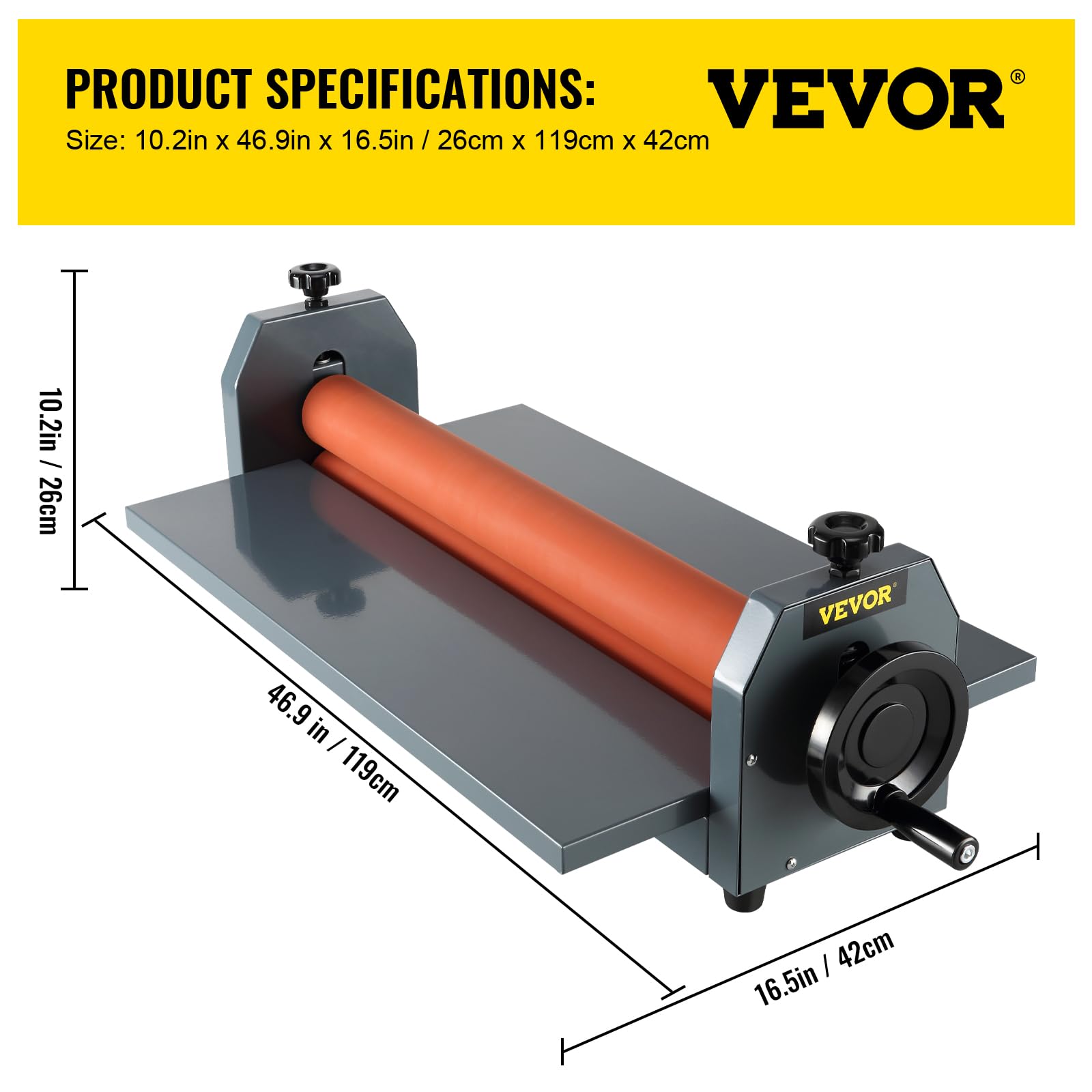 VEVOR Máquina Laminadora en Frío Manual de 1.000 mm, Maquina Laminadora Profesional Espesor Máximo 18 mm, con Pies Ajustables, Laminadora de Rollo para Las Tiendas de Fotografía Publicidad Fotocopias