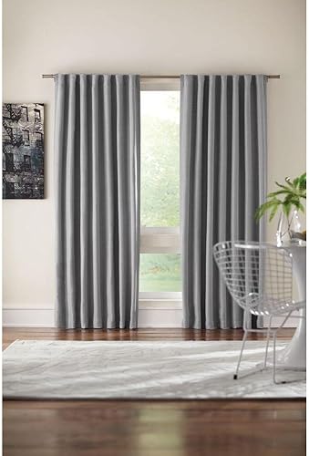 Home Decorators Collection Cortina con pestaña trasera de poliéster gris de 84 pulgadas