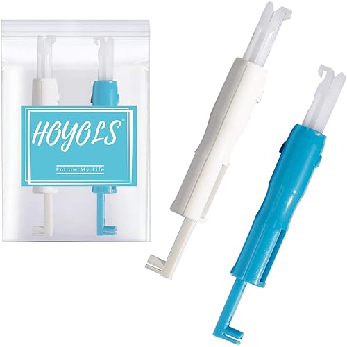 HOYOLS 2pcs Machine Needle Inserter & Threader, Sewing Machine Automatic Threader for Household Machine Threading Craft Tool (Blue & White)