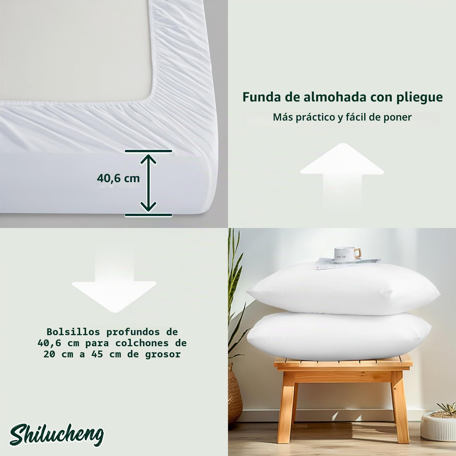 Shilucheng - Juego de sábanas Tencel, 100% sábanas de lyocell de eucalipto, más frescas que el algodón y el lino, sábanas de verano de enfriamiento 4 piezas, bolsillos profundos de 40,6 cm (blanco
