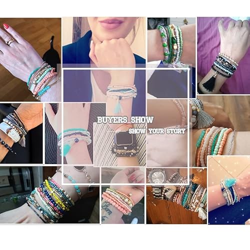 Afhmfd Ethnic Bohemian Tassel Beach Charm Bracelets For Women Boho Multilayer Beads Crystal Beaded Jewellery Bracelet Set Femme (Color : D, Size : Length: 18Cm) #TOP4