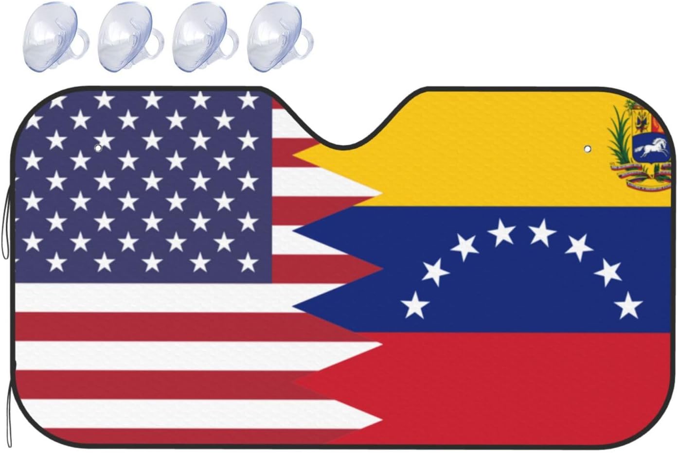 America Venezuela Friendship Flag Foldable Car Windshield Sunshade Blocks Heat and Sun Glare Uv Rays