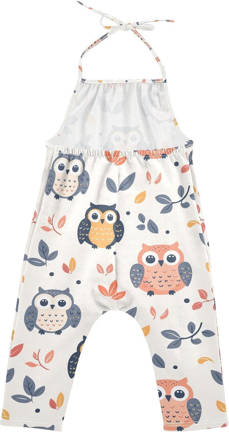 Cartoon Owl Toddler Girl Clothes Sleeveless Romper Jumpsuit for Girls Summer One Piece Romper Pants Size 1-6T