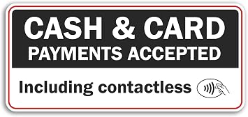 2 x 15cm Cash and Card Payments Accepted Vinyl Stickers - Shop Sign Money Contactless Small Business Hotel Taxi Credit Labels Sticker #81670
