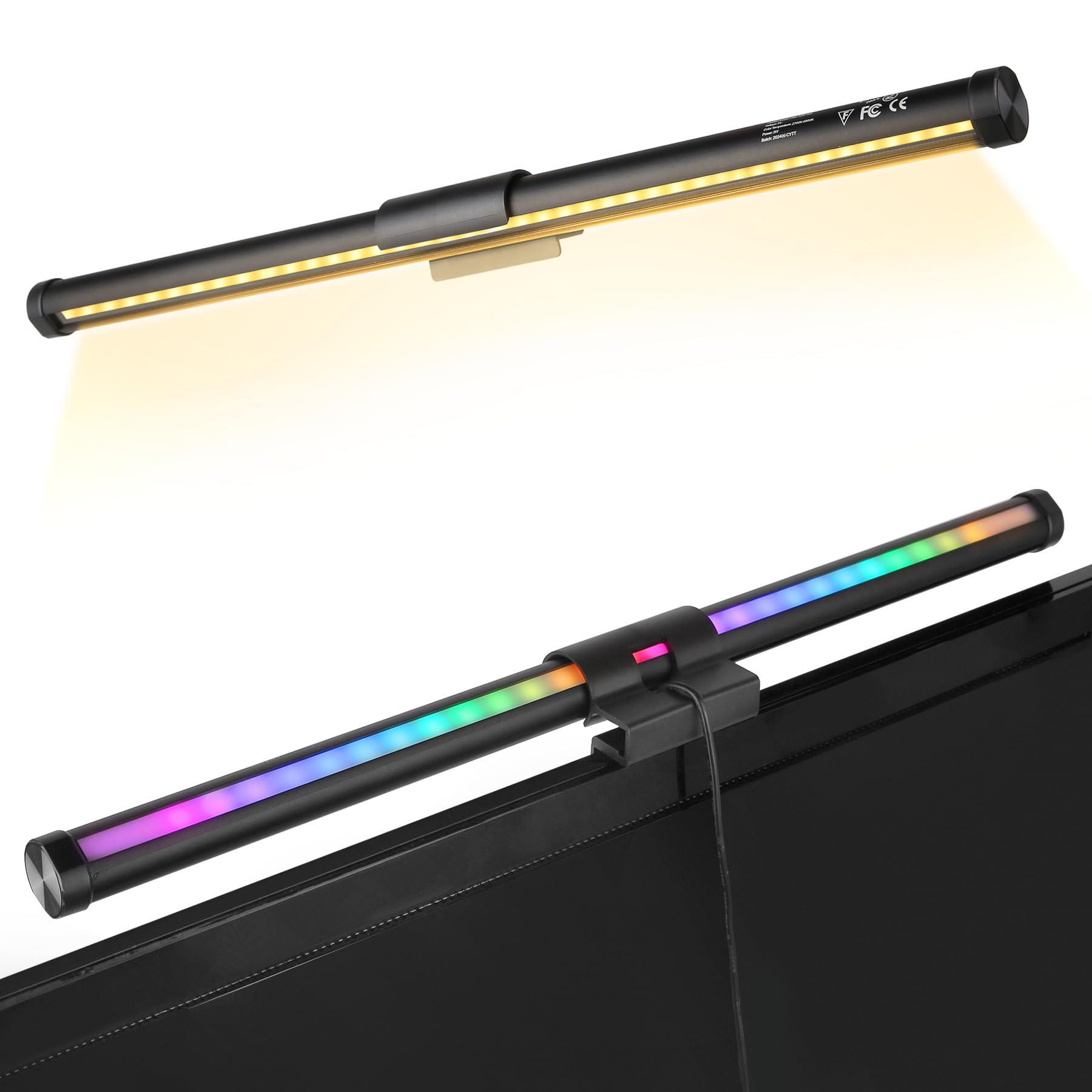 Monitor Light Bar 44CM Computer Screen Light Bar 5W RGB Mode 7 Colours USB Powered Gaming Desk Lamp3 Colour Temperature (3000K-6500K) and Brightness Adjustment For Home Indoor, Work, Study Lighting 5W-44cm