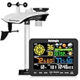 Sainlogic Weather Stations Wireless Indoor Outdoor SA6, Weather Station with Rain Gauge and Wind Speed, Weather Forecast, Temperature, Air Pressure, Humidity, Moon Phase, Alarm Clock(No WiFi)