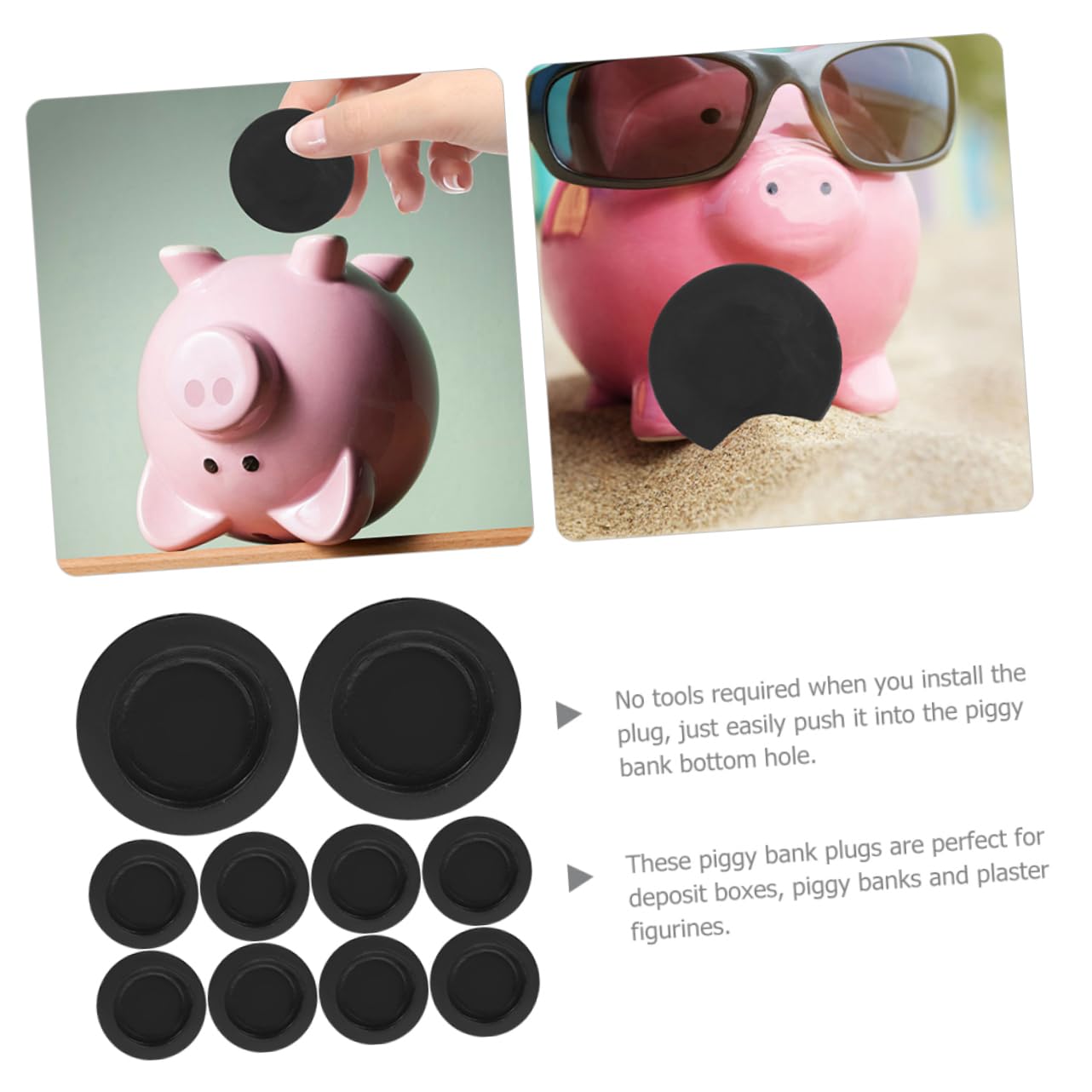 10 Stück Gummistopfen Für Spardosen - Verschiedene Größen 25-38mm