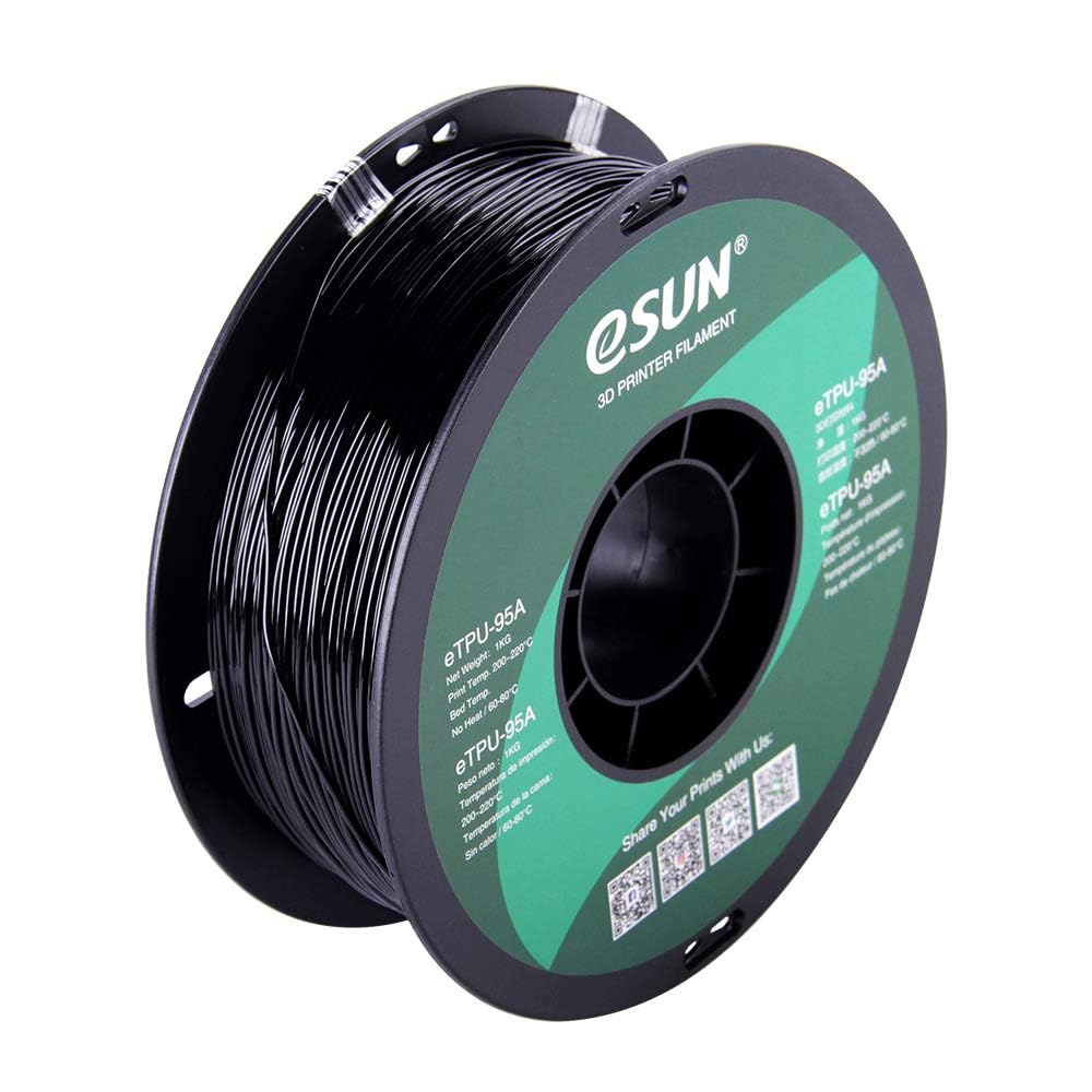 eSUN 1.75mm TPU 95A Flexible 3D Printer Filament 1KG Spool (2.2lbs), Black-image-9