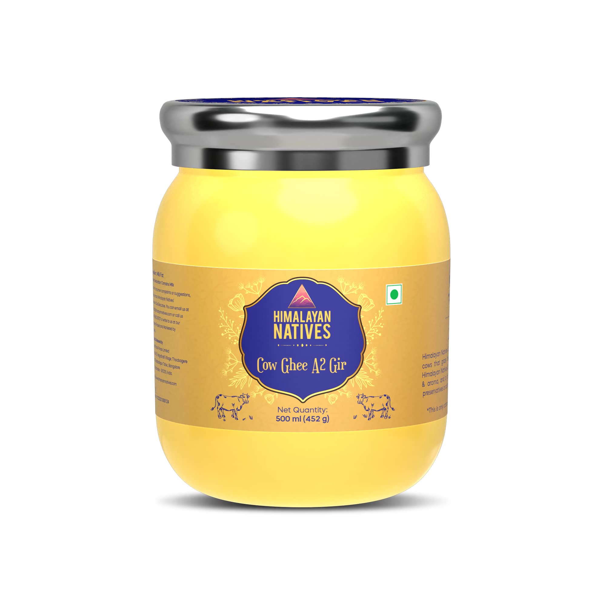 Himalayan Natives A2 Gir Bilona Cow Ghee 500ml | 100% Pure and Natural | Traditional Bilona Method | Curd Churned | Grass-Fed Desi A2 Gir Cow Ghee | Rich In Taste & Aroma (B07XCVK187) Amazon Price History, Amazon Price Tracker
