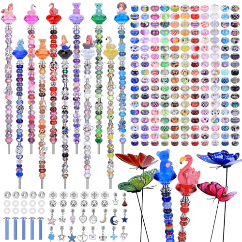 Piquets de jardin baguette féérique kit de perles en cristal et tuteurs en acier inoxydable de 25 cm