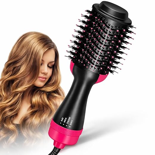 Escova Secadora Profissional 3 em 1 110V - Seca Alisa e Modela Cabelos com Íons Negativos Design Oval Anti Frizz Uso Diário