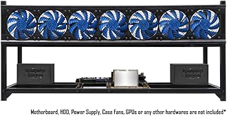 Kingwin 8 GPU Miner Rig Case Frame – Premium Stackable Aluminum Mining Rig Enclosure for Efficient Crypto Mining, Test Bench PC Case.