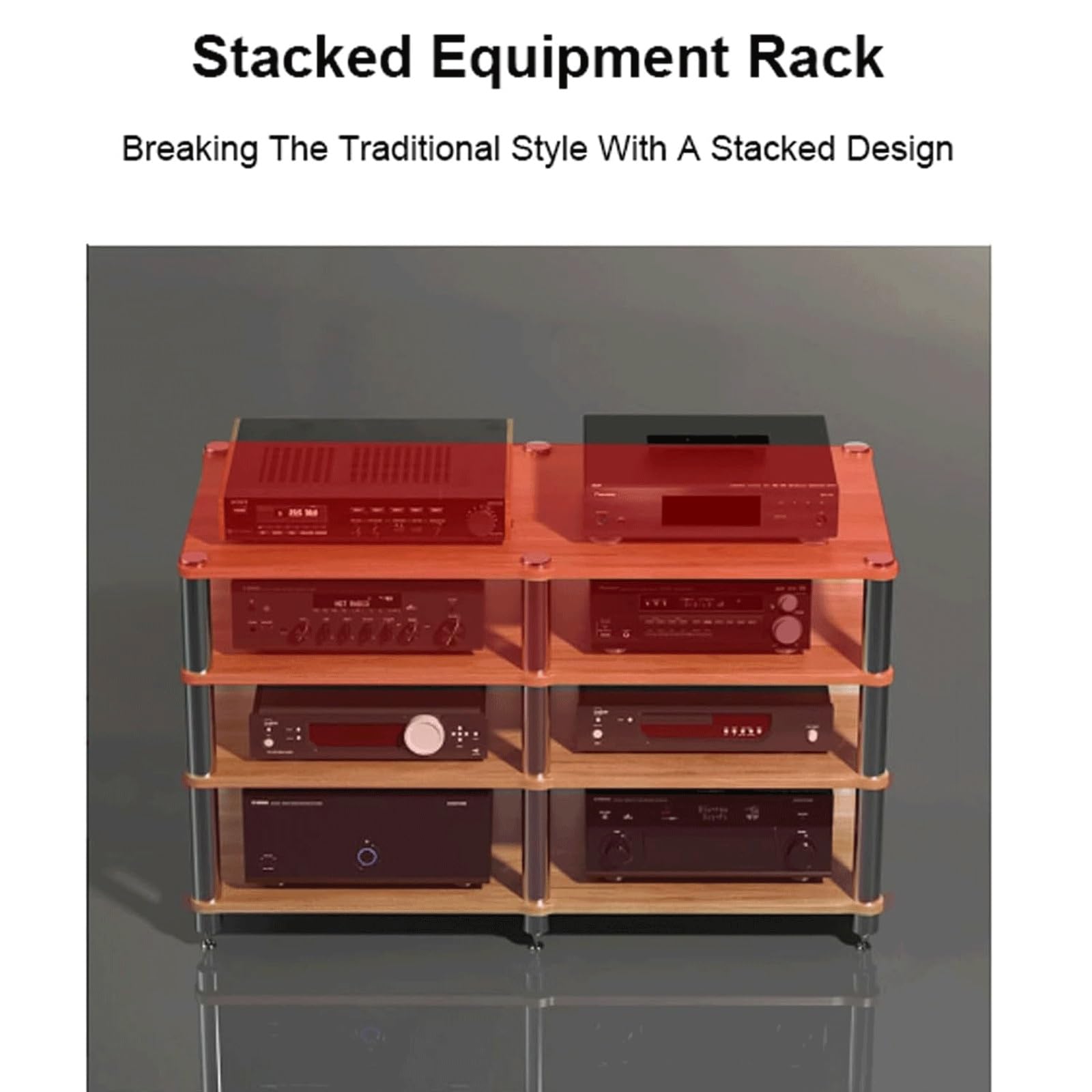 Stojak audio z naturalnego drewna, 3-poziomowy stojak stereo na sprzęt audio, otwarta półka i solidne rozwiązanie do przechowywania audio-wideo, stylowa dekoracja domu. Wei?-2-poziomowy
