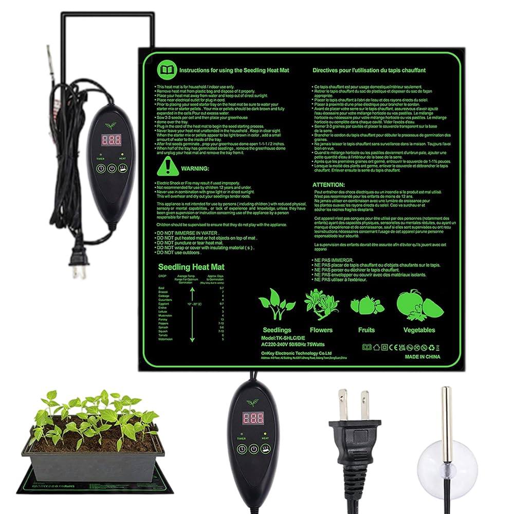 Mineup 75W Tappetino Riscaldante per Piante, 50x50cm Tappetino Termico, Tappeto Riscaldante Piante, Tappeti Riscaldanti con Termostato per Germinazione di Piantine Rettili