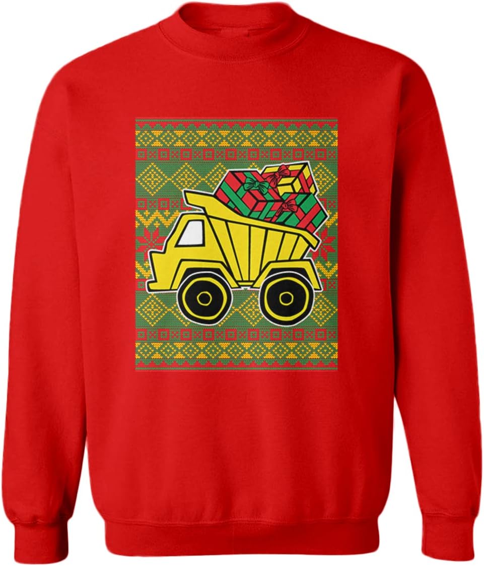 Dump Truck & Presents - Ugly Christmas Toddler Fleece Crewneck Sweater