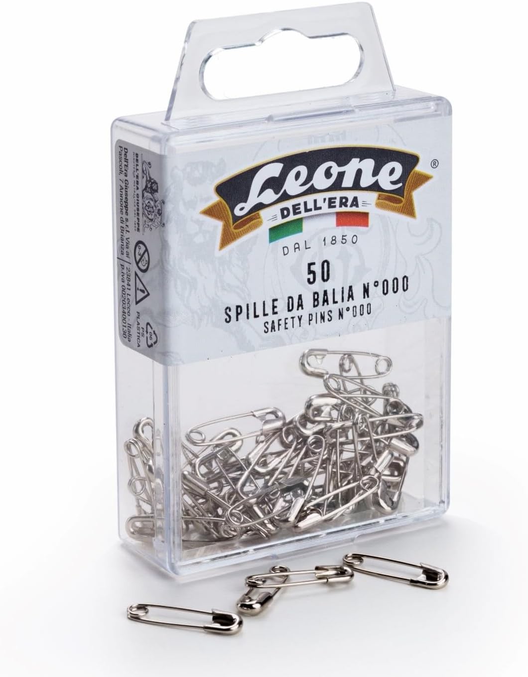 Leone Dell'Era Nickel-Plated Iron Safety pins Measure 20mm