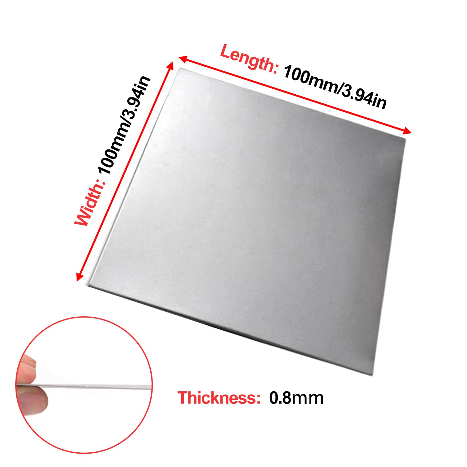 RISHORI Set of 3 Titanium Sheet Plate Alloy Metal Foil TA1 Thin 3PCS Square Side Length 100mm Size Light Weight High Hardness for Automotive Thickness 0.8mm
