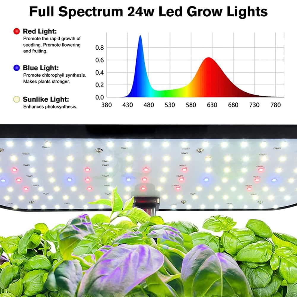 Sistema de cultivo hidropónico,kit de germinación de jardín inteligente,12 cápsulas Kit de jardín de hierbas para interiores Kits de germinación con temporizador automático,con luz de crecimiento LED