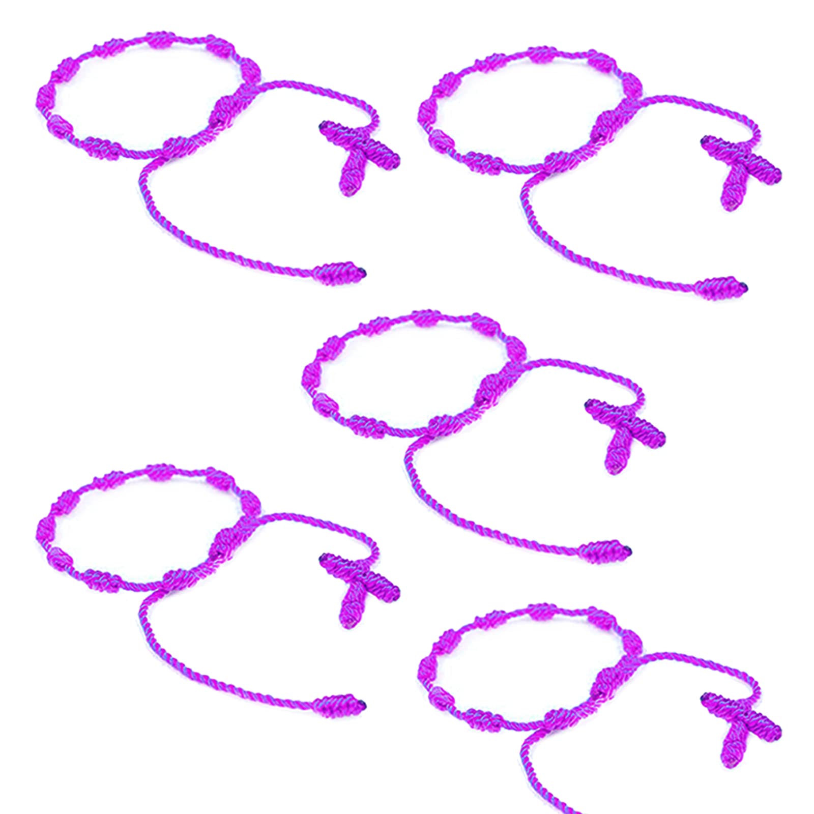 10 pcs Pulsera Decenario Knotted with Woven Cross Adjustable Rosary Cross Bracelet - Multiple Colour Suitable for men and women