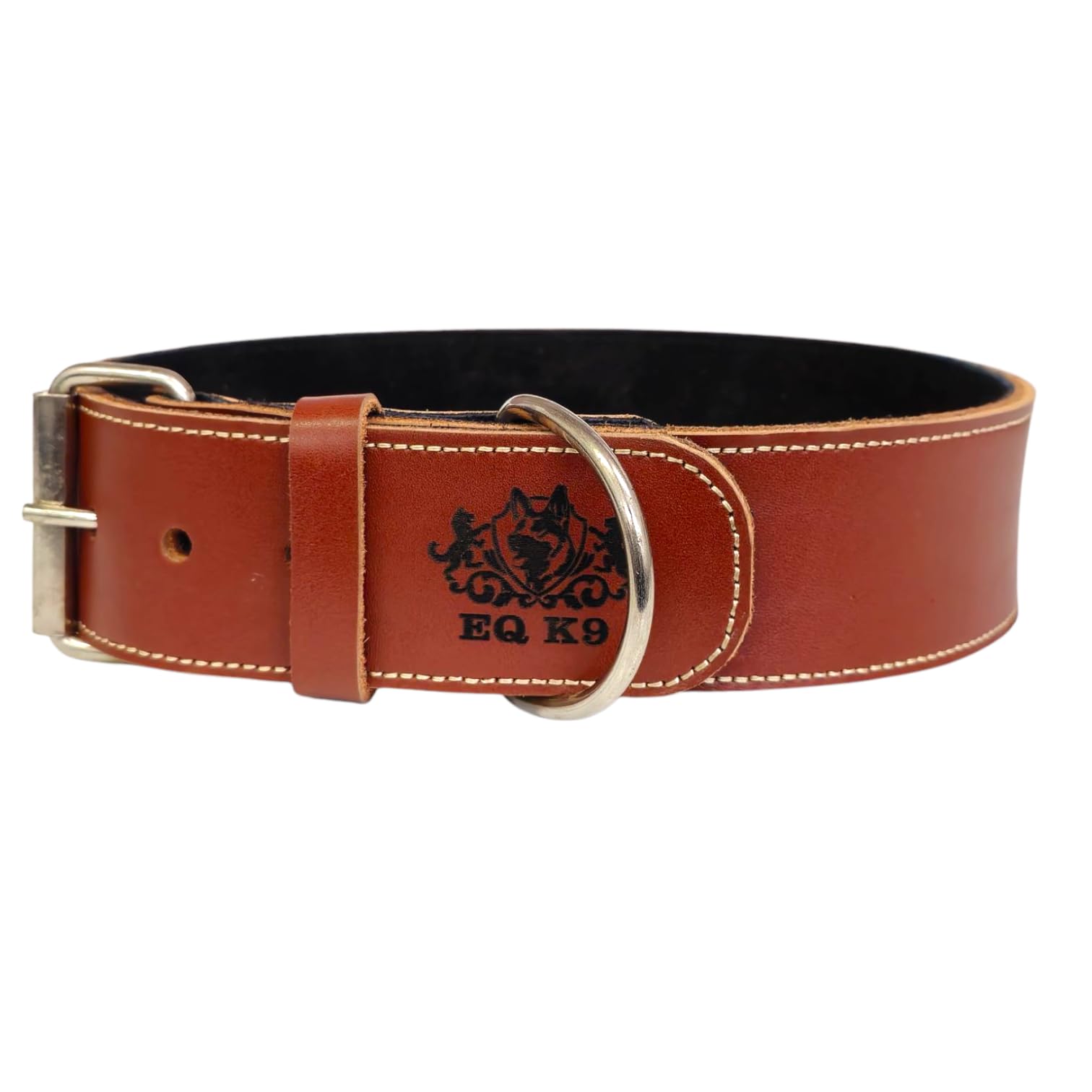 EQ K9 Leather Dog Collar - 100% Real Buffalo/Cow Leather - Handmade - Adjustable - Heavy Duty - Small Dogs (Tan, Small)