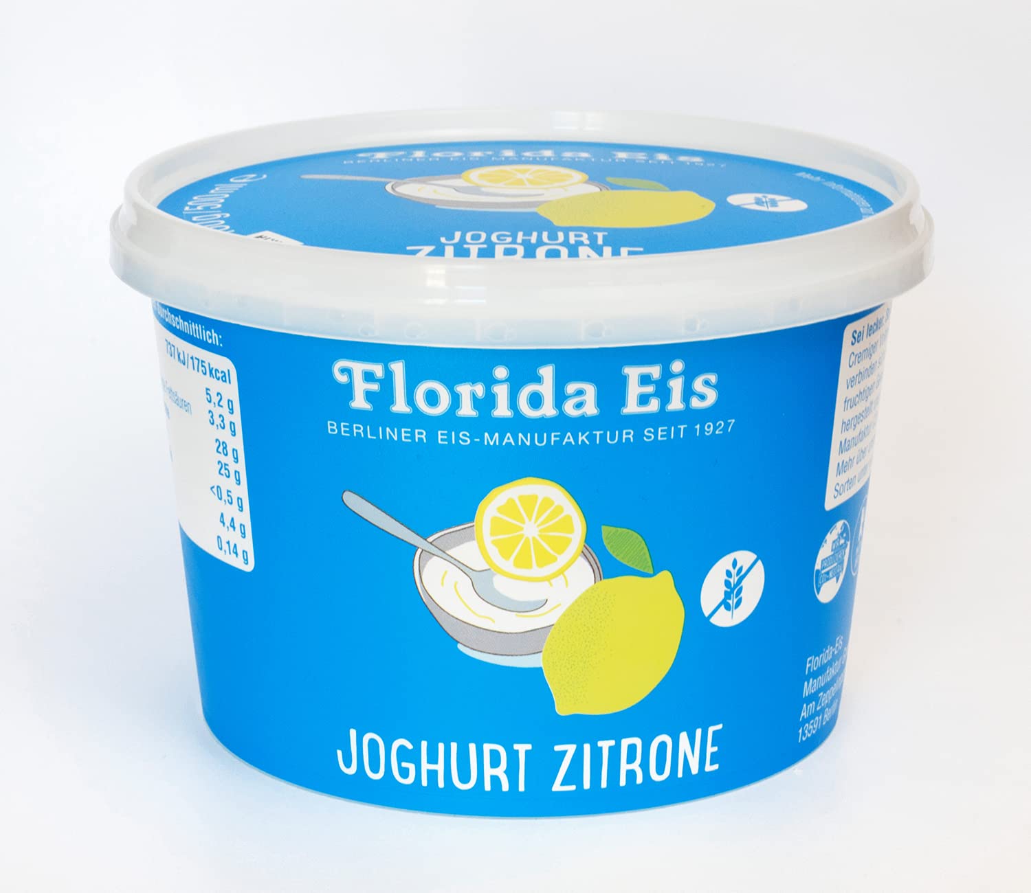 Eiscreme"Florida Eis" Joghurt Zitrone - Familienpackung - 500ml