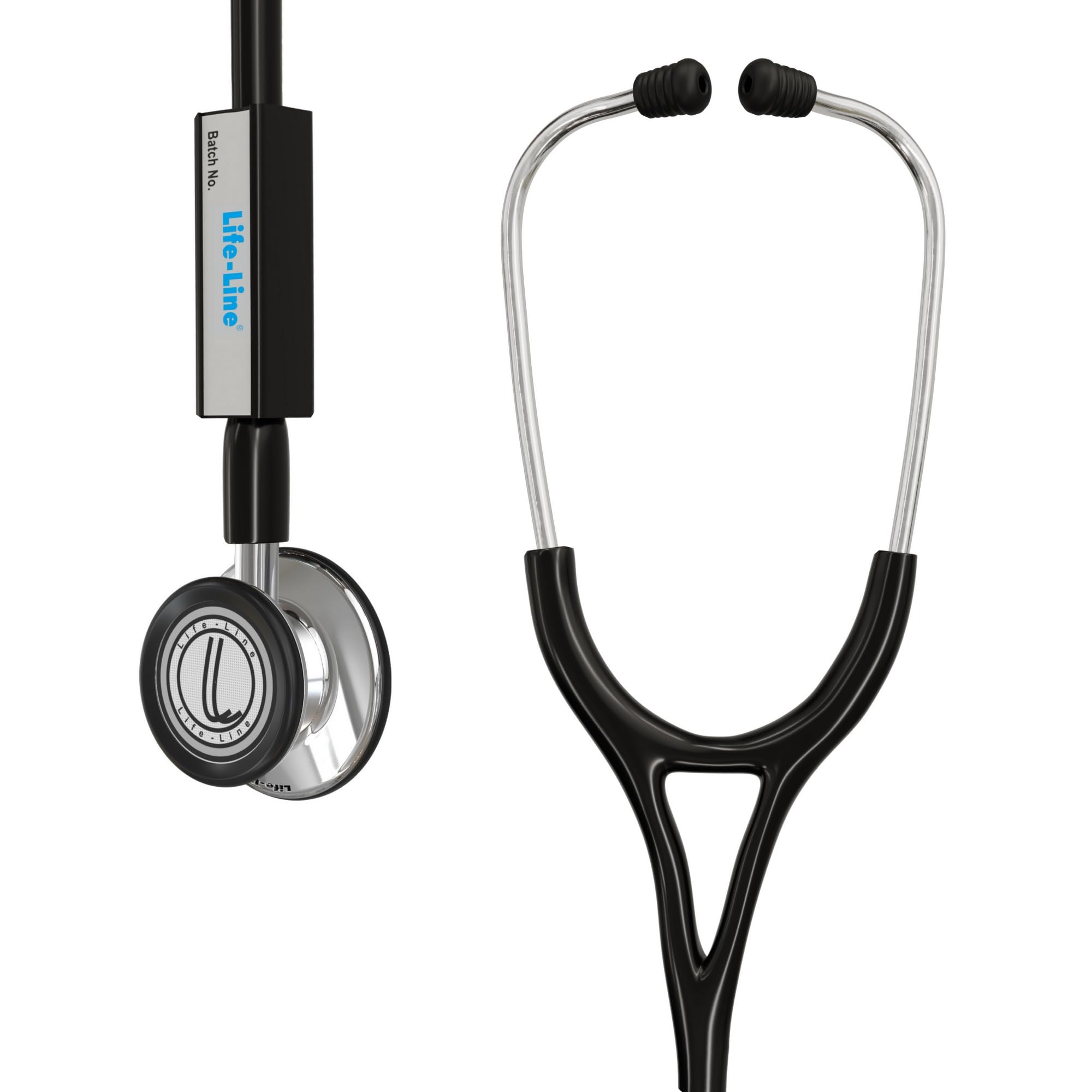 LIFE LINE L1 Steel Stethoscope (Black) | Dual Side Diaphragm Chest Piece for Adult and Paediatric | 2-way Tube | Suitable for Doctors