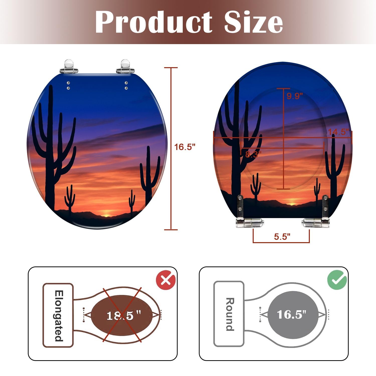 Asiento de inodoro redondo de cerámica mexicana Talavera para baño