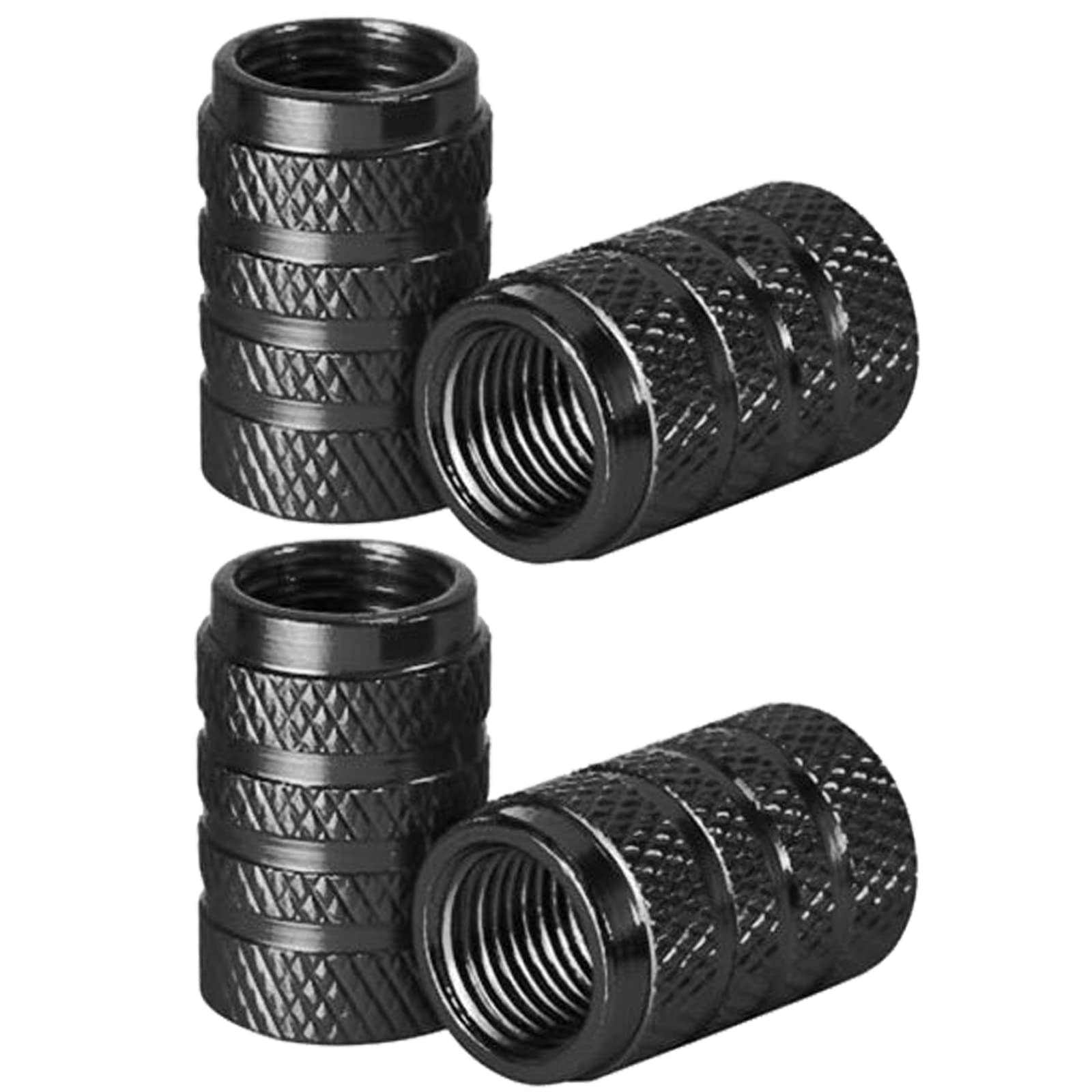 4 pezzi Tappo valvola in alluminio,cappuccio valvola,tappi pneumatici auto,tappino bici,tappi aria per auto in alluminio antipolvere,per bici, camion, motocicli(Nero