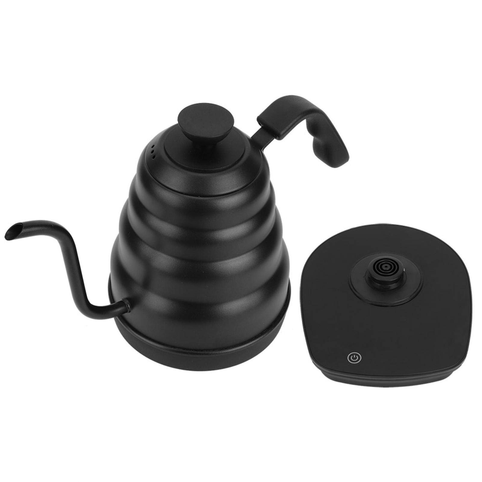 Hervidor de agua eléctrico de cuello de cisne, hervidor de café y té de acero inoxidable de 1.2 L hervido con un clic de 1000 W pantalla digital LED control de temperatura variable cronómetro de p