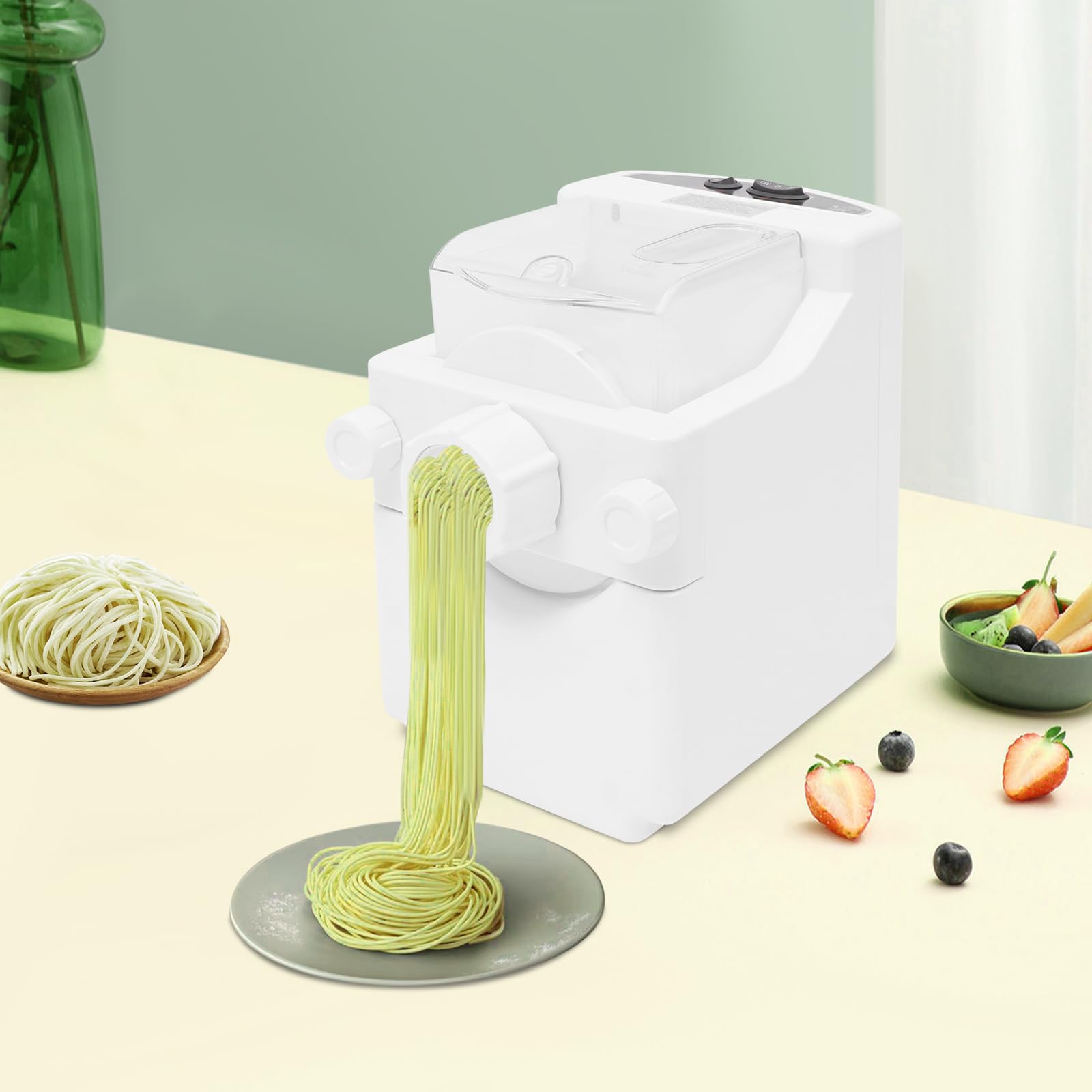 Machine à pâtes électrique avec 9 formes, machine à pâtes automatique pour pâtes fraîches et pâte, capacité de 500g, moteur en cuivre de 180W, machine à pâtes pour la maison, pâtes, raviolis, nouilles