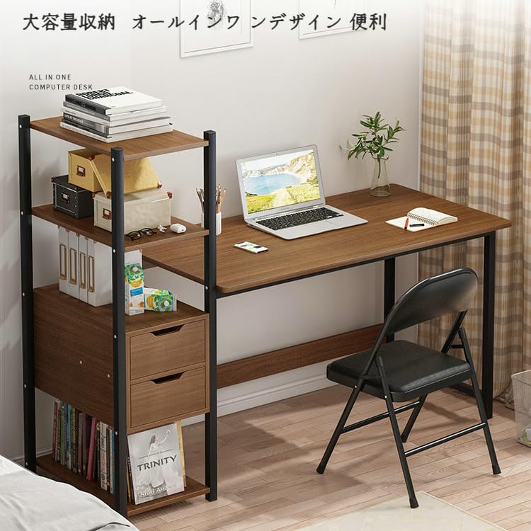 Amazon | 木製パソコンデスクス チールシェルフ パソコンデスク