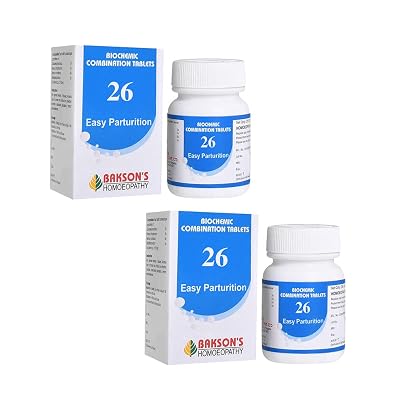 Dr. Bakshi's BAKSON'S HOMOEOPATHY Biochemic Combination Tablets # 26 (EASY PARTURITION) Tablets (250 Units) (Pack of 2)