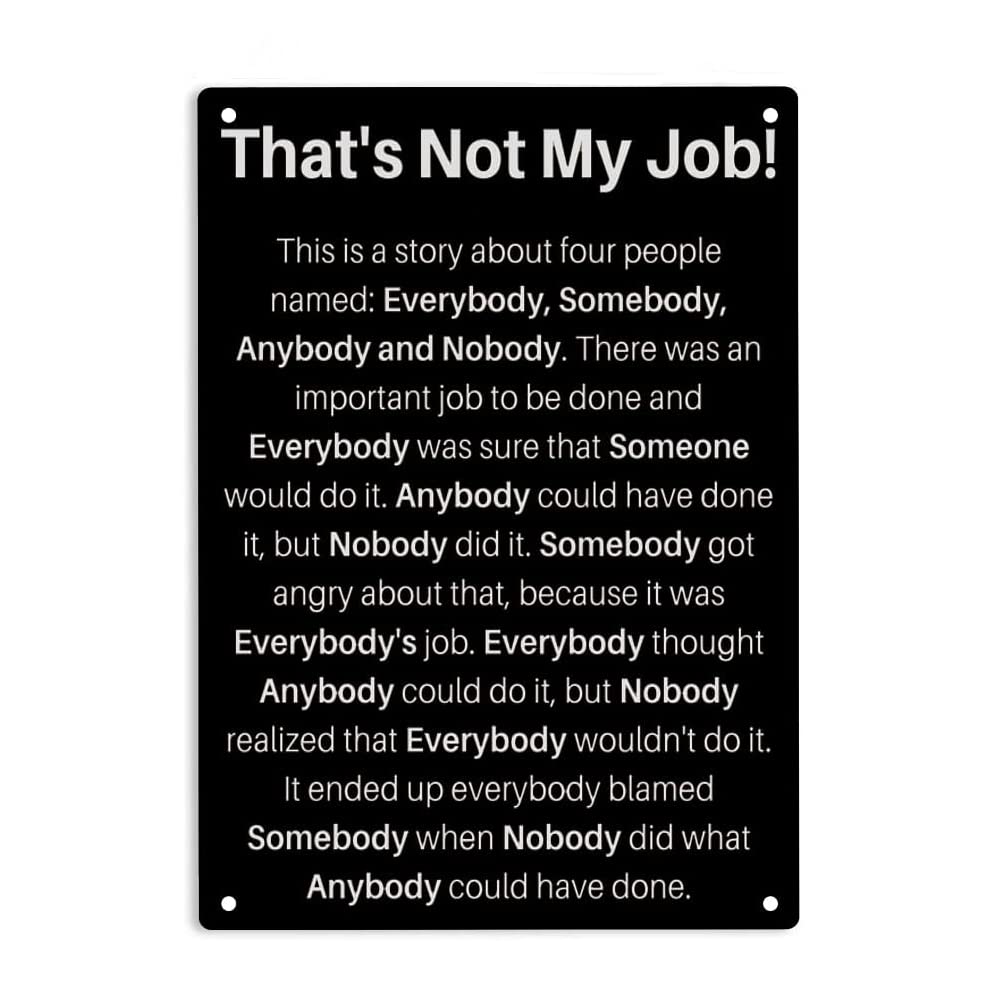 Bioprocess Black That's Not My Job Sign Wall Decor Poster Metal Sign 8X12 Inches
