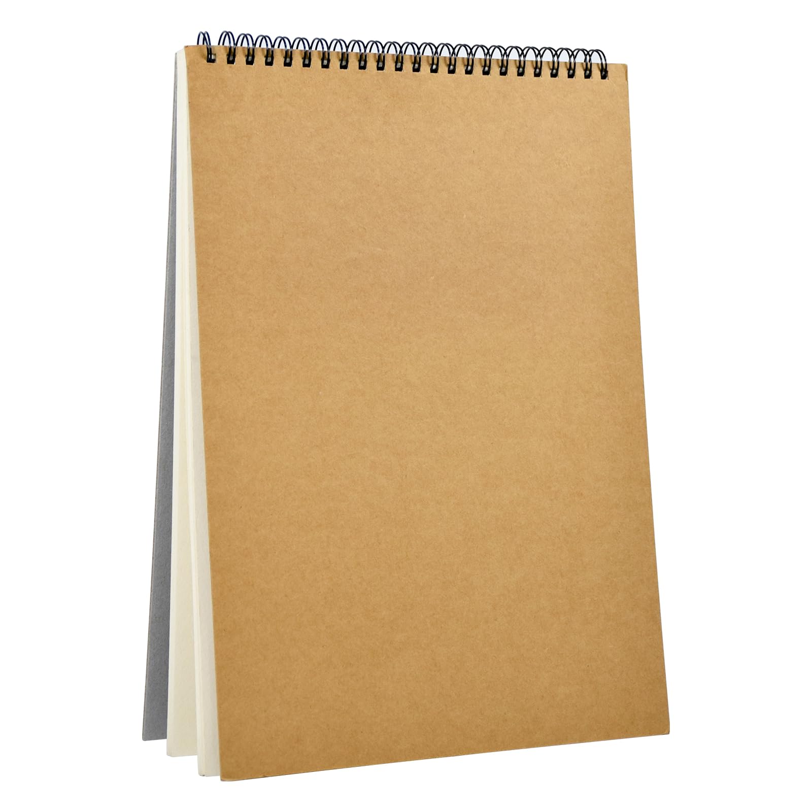 Elezeal Spiral Bound Notebook,A4 Sketchbook Notebook with Hard Kraft Card Cover Sketchpad Drawing Paper - 30 Sheets, 8.2 x 11.7 inches, Premium Quality Paper for School, Office
