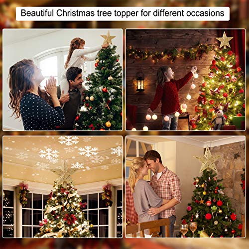 Brightown Christmas Star Tree Topper With Built-In Led Snowflake Projector Lights Hollowed Pentagram Tree Topper,Plug In Christmas Tree Ornament For Indoor Office Xmas New Year Holiday Tree Decoration thumb #5