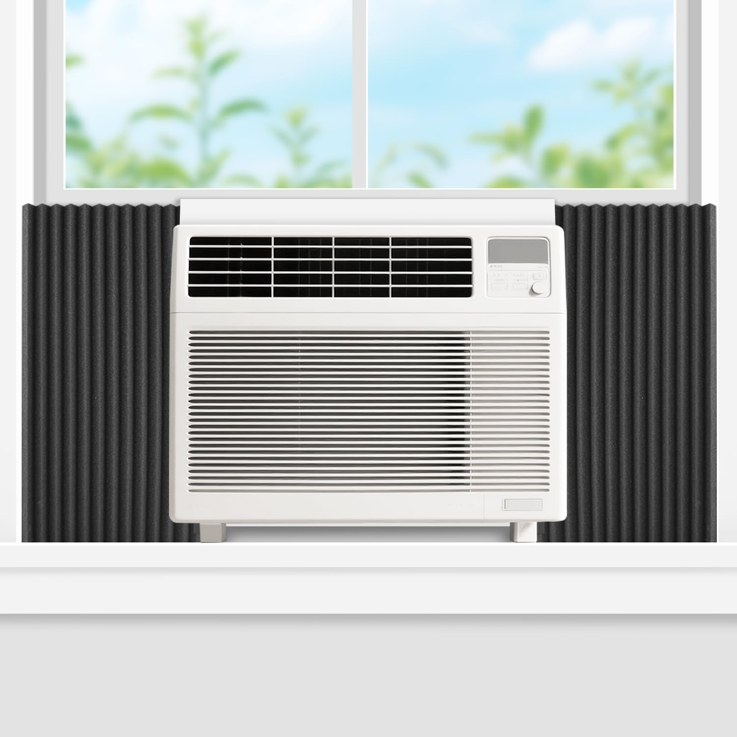 2 Pack Window Air Conditioner Side Panels, Ac Window Seal Kit Window Well Ac Covers for Outside Unit, Window Insulation for Summer Heat and Winter, 17in High X 9in Wide X 1in Thick, Black