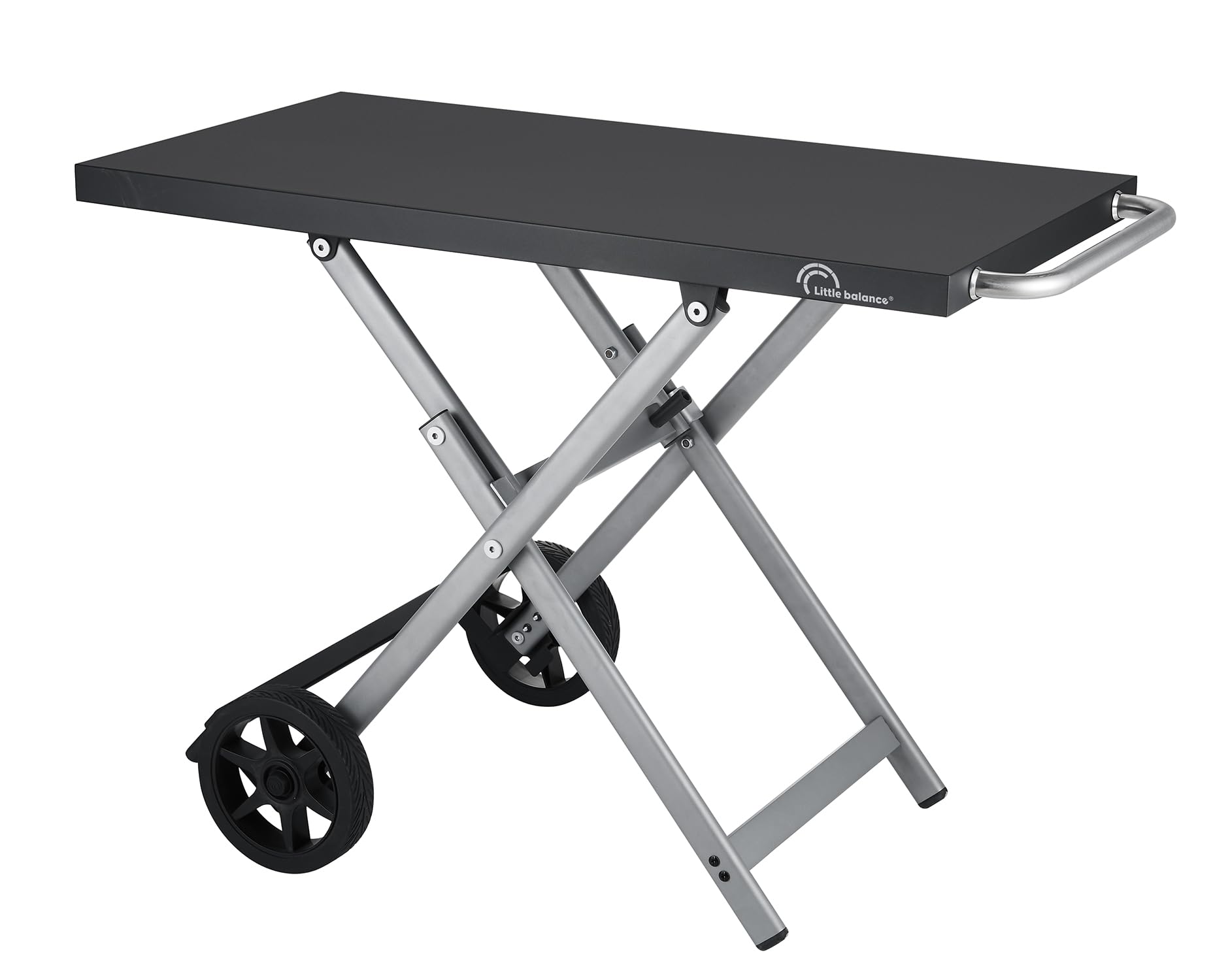 Little Balance 3047 Easy Trolley, Chariot Pliable pour Plancha Barbecue, Desserte à roulettes, 2 Roues Jardin, Jardin, Terrasse, Camping, Extérieur et Intérieur, 3 Crochets INOX, Acier Inoxydable