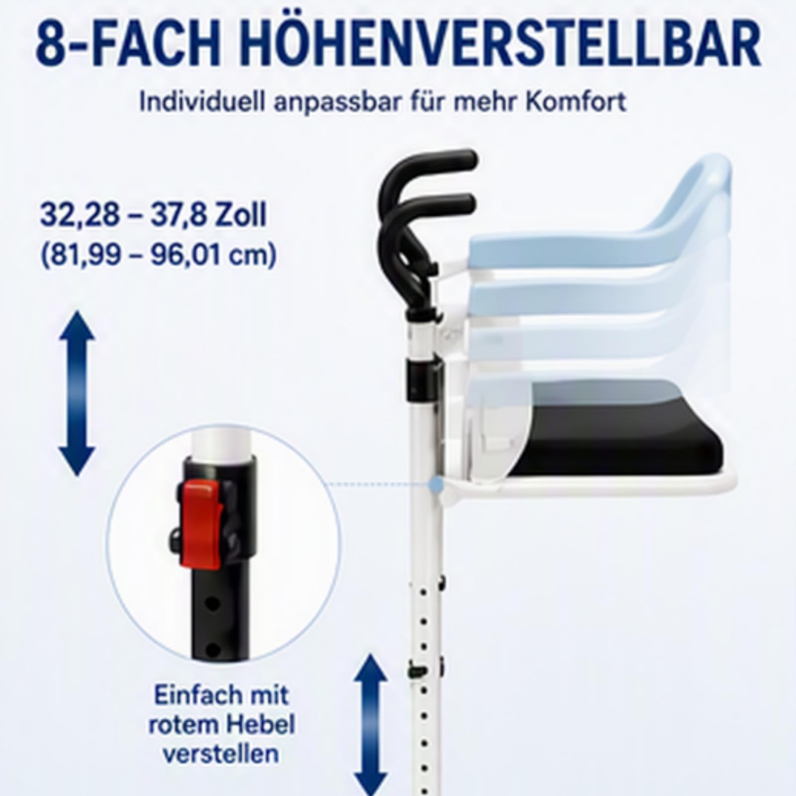 Sollevatore idraulico per pazienti, portata 120 kg, 82-96 cm, altezza