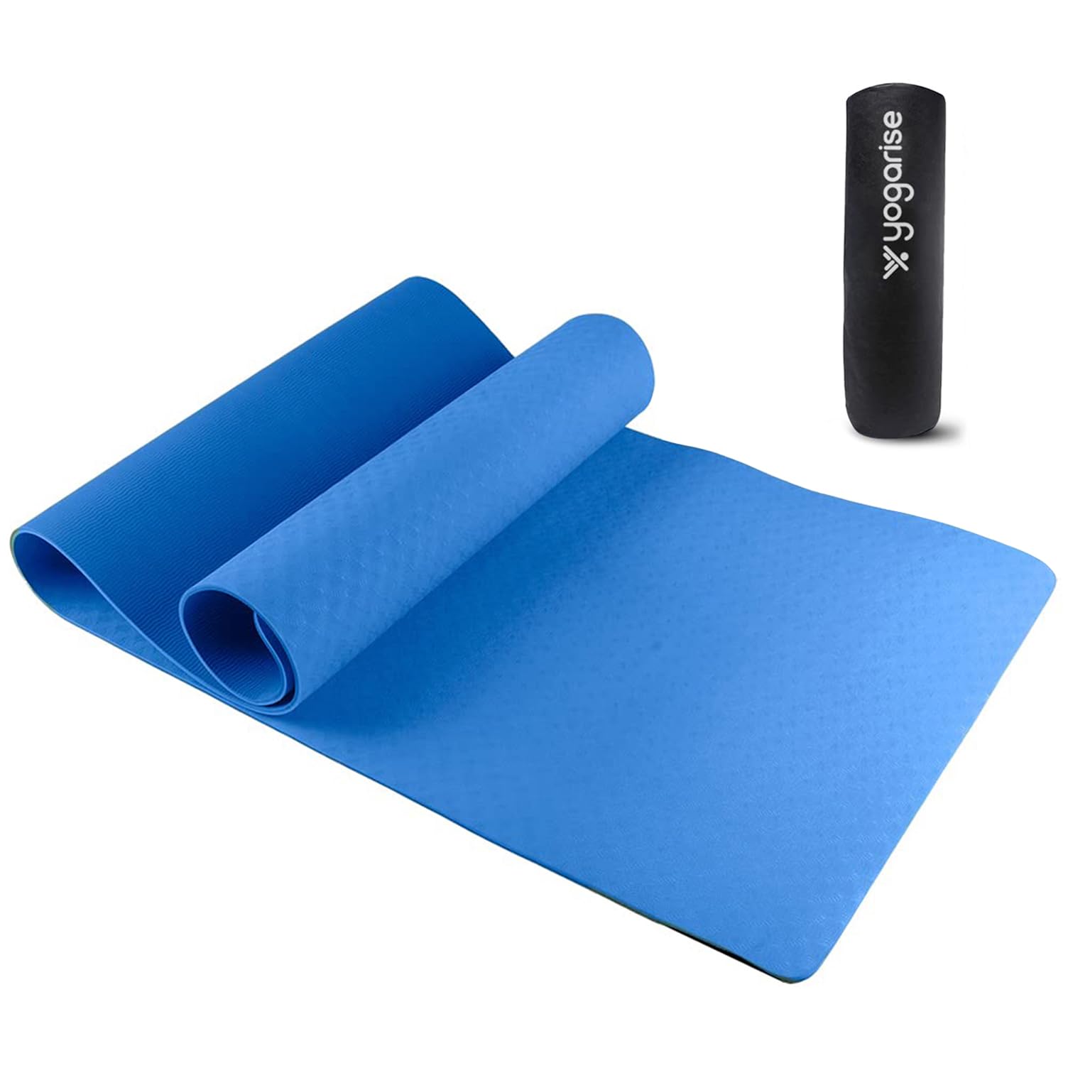 Yogarise 6mm Anti-Skid Yoga Mat with Carry Bag, Eco-Friendly, Water-Resistant, Non-Toxic, Super Soft, Easy to Fold, Durable, Lightweight, Perfect for Yoga, Pilates, Gym & Outdoor Workouts (Blue)