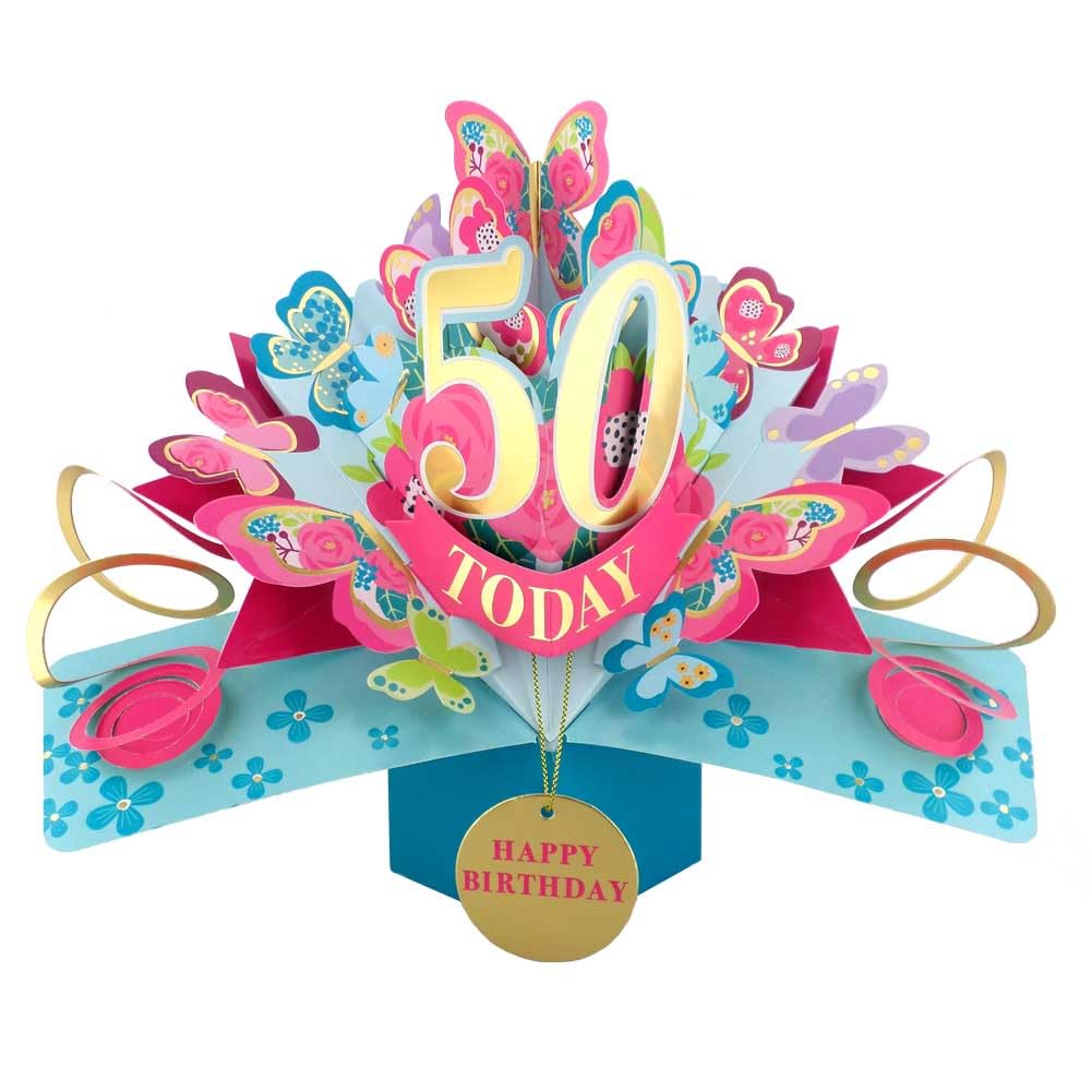 50 Today Happy 50th Birthday Pop-Up Greeting Card Love Kate's Pop Up Cards Her Design POP236MC50 — image 1