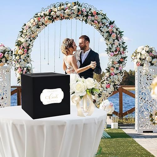 Image of 1 Pack Black Card Box for Party, 8.7 inch Black Gift Card Box Money Box for Birthday, Wedding, Baby Shower, Retirement, Anniversary, Bridal Shower, Raffle Ticket