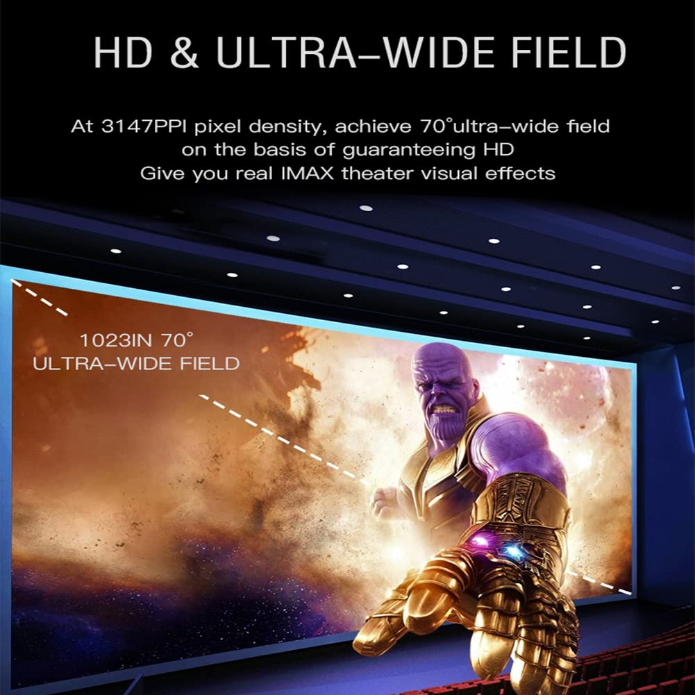 Gafas VR para Video 3D, 4K HD Auriculares de Realidad Virtual 1058 PPI Bluetooth Moive Player WiFi Pantalla montada en la Cabeza para Android iOS Smartphone Salida HDMI/Type-C