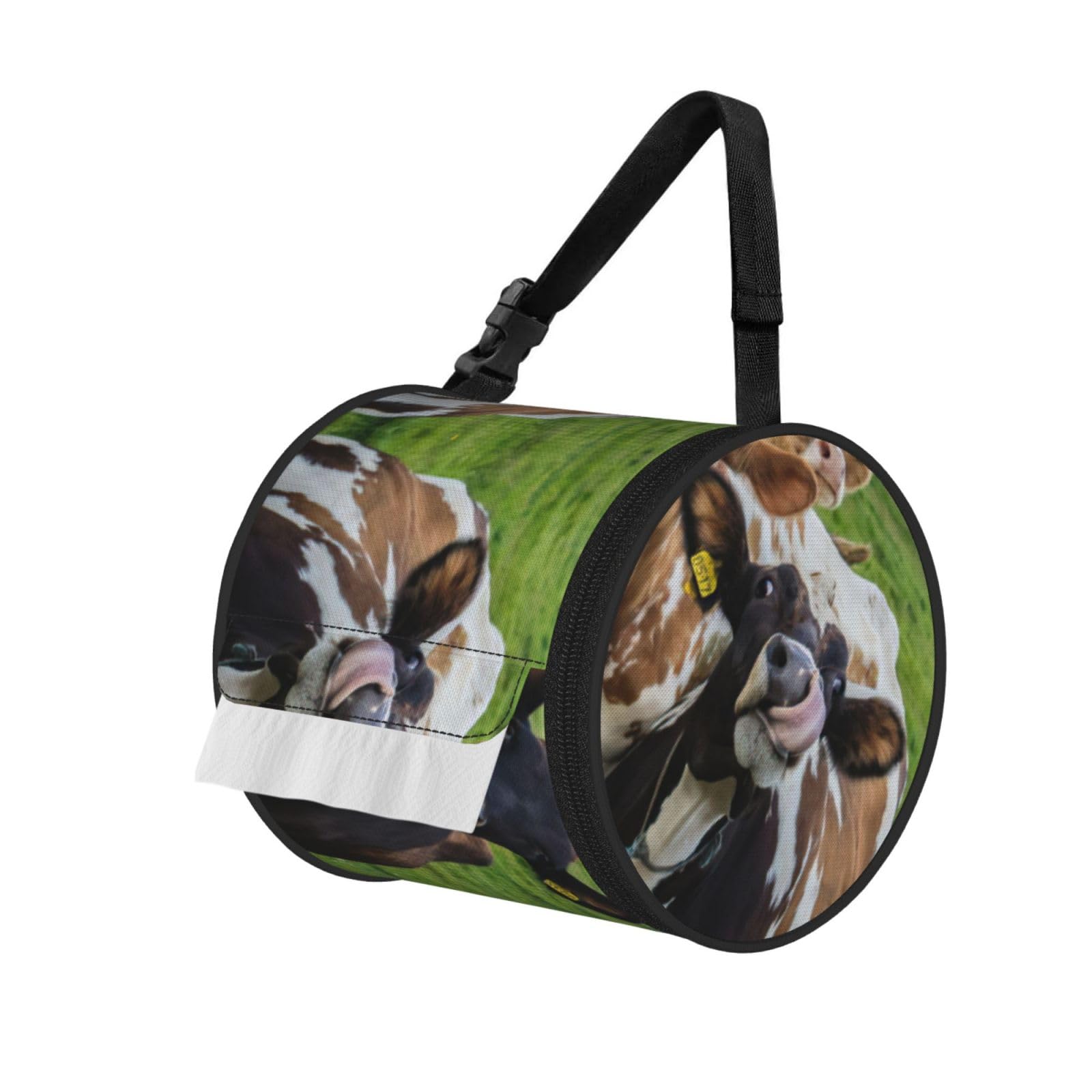 Cow Grassland Print Fashion Tissues Organizer Box, Hanging Tissue Holder For Purse Coins For Car Office Daily Outing