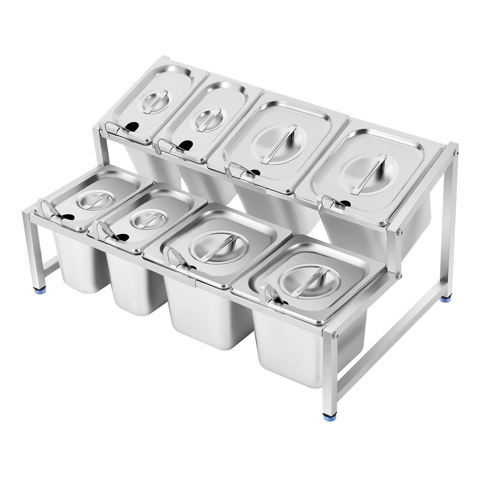 Recipientes retráctiles para condimentos con tapas, organizador de acero inoxidable para encimera de cocina, perfecto para ingredientes e ingredientes de pizza