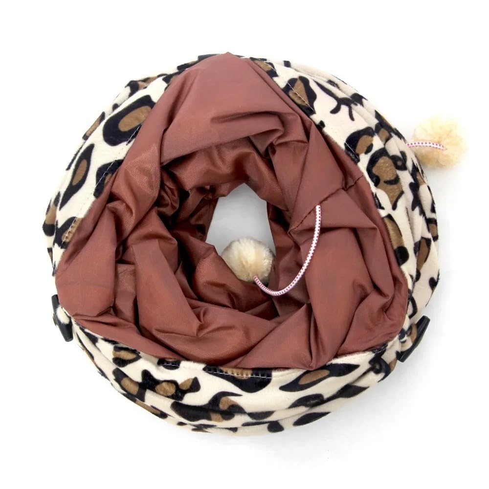 Tunnel pour Animaux De Compagnie en Vrac Chat Jouets Chat Tunnel Impression Chat Froissé 2 Trous Long Tunnel Chaton Jouets Lapin Jouer Tunnel