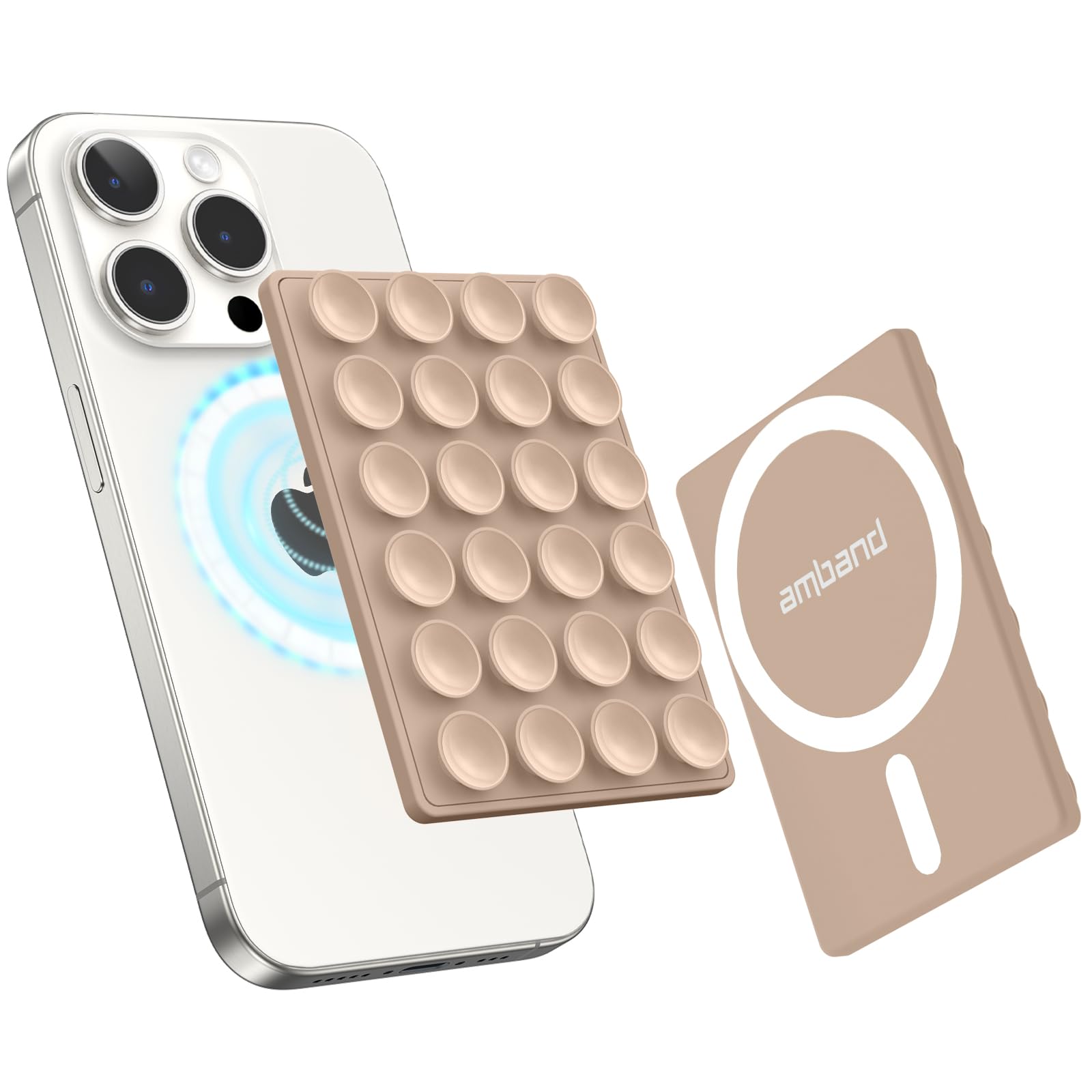 Photo 1 of amBand Magnetic Suction Phone Mount Trendy Stocking Stuffers for Men Women Dad Mom Adults, Removable Brown Octo Cup Buddy Sticky Holder for Hands-Free Selfie/Video, Milk Tea
