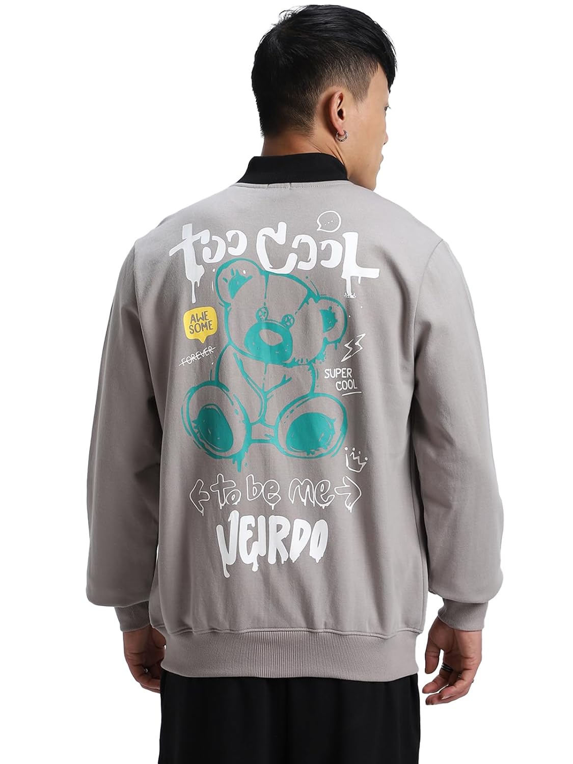 Veirdo® Cotton-Fleece Printed Grey Jacket for Men (Regular Fit, Full Sleeves, Ribbed Cuff & Hem, Spread Collar, Available in S, M, L, XL, XXL) Veirdo® Cotton-Fleece Printed Grey Jacket for Men (Regular Fit, Full Sleeves, Ribbed Cuff & Hem, Spread Collar, Available in S, M, L, XL, XXL)