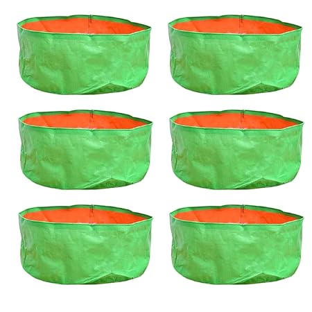 Sams Garden Store Green Grow Bags for Plants Gardening, Home Decorative Gardening Bags for Indoors & Outdoors, Reusable, UV Stabilized and BPA-Free Polypropylene Grow Bags, 18x18 Inches, Pack of 6